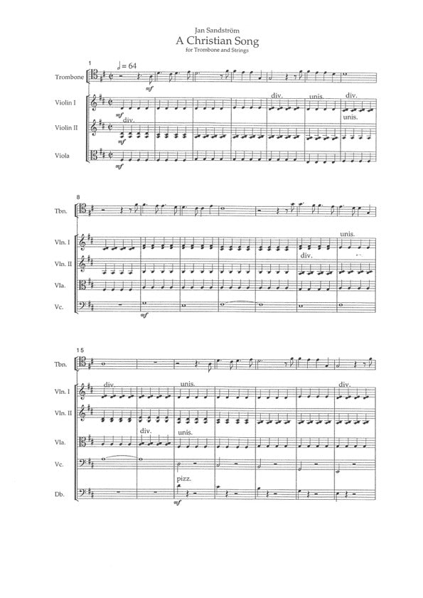 Jan Sandström: A Christian Song - Trombone and Strings
