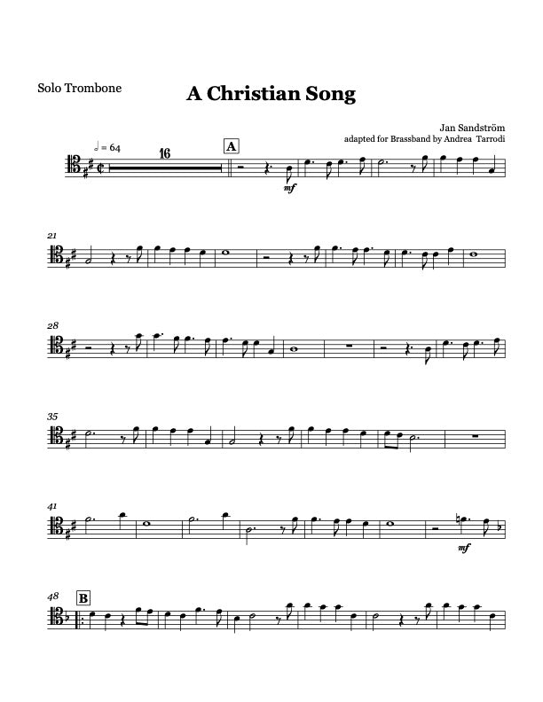 Jan Sandström: A Christian Song - Trombone & Brassband