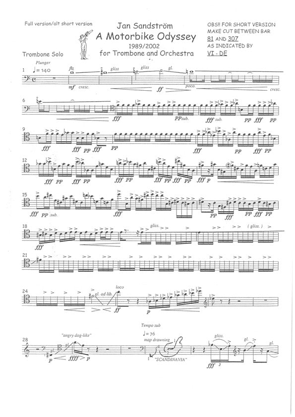Jan Sandström: A Motorbike Odyssey, short version - Trombone concerto