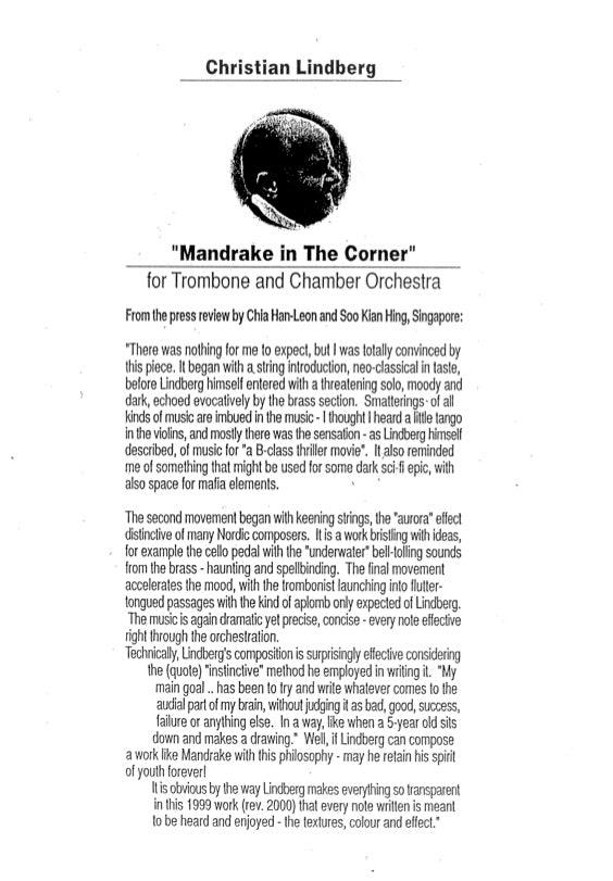 Christian Lindberg: Mandrake in the Corner - Trombone & Symphony orchestra
