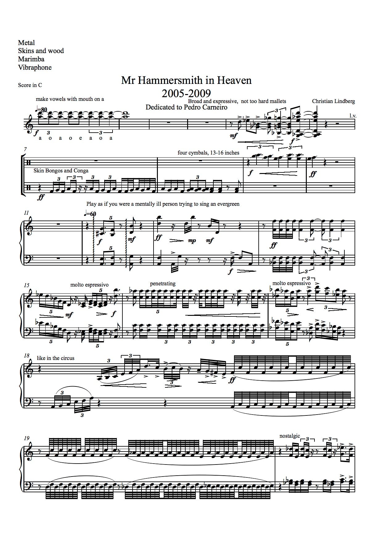 Christian Lindberg: Mr Hammersmith in Heaven - Concerto for percussion and orchestra