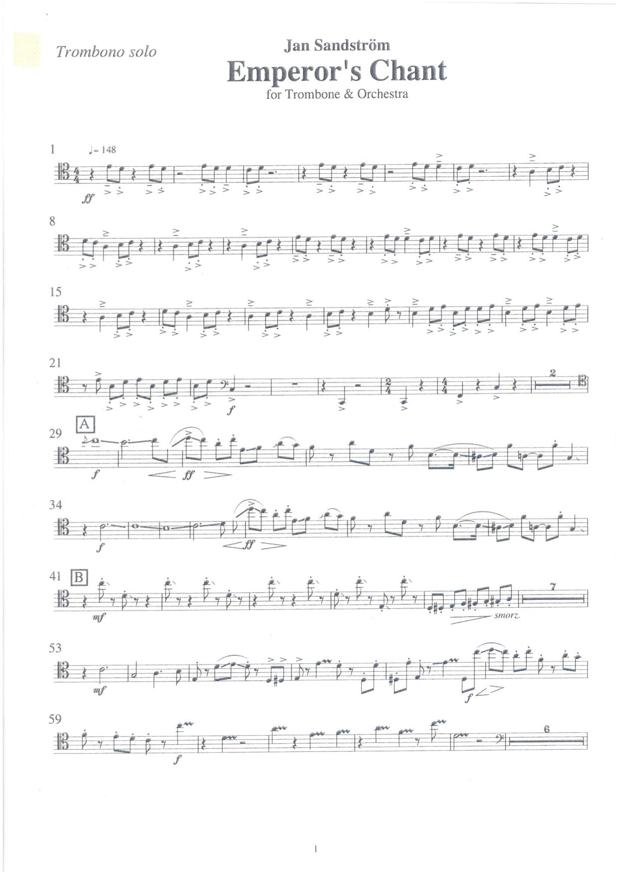 Jan Sandström: Emperor´s Chant - Trombone & Orchestra