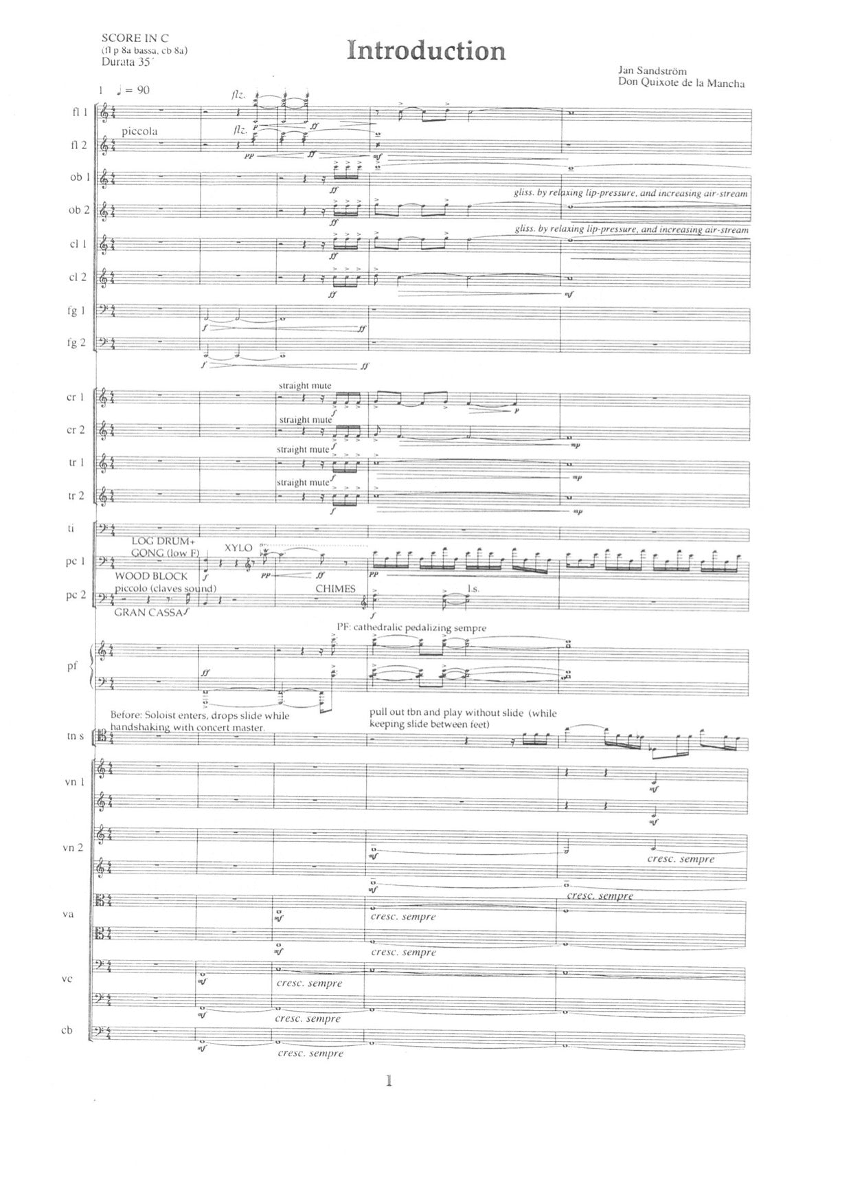 Jan Sandström:  Don Quijote - Symphony orchestra - Trombone concerto no 2