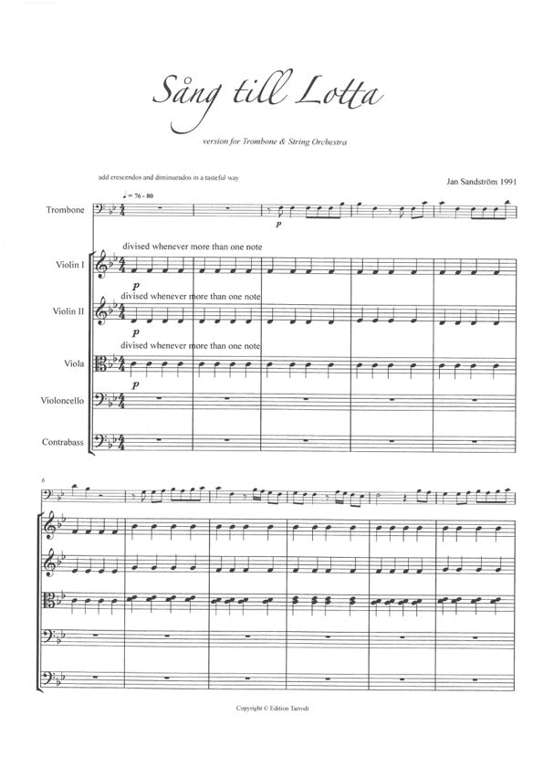 Jan Sandström: Song to Lotta - Trombone & String orchestra