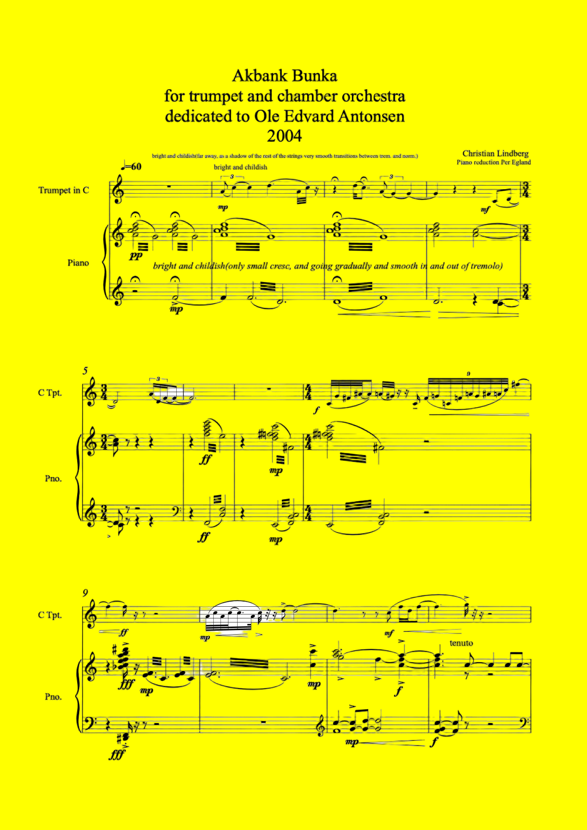 Lindberg - Akbank Bunka - Trumpet & Piano - (DIGITAL)
