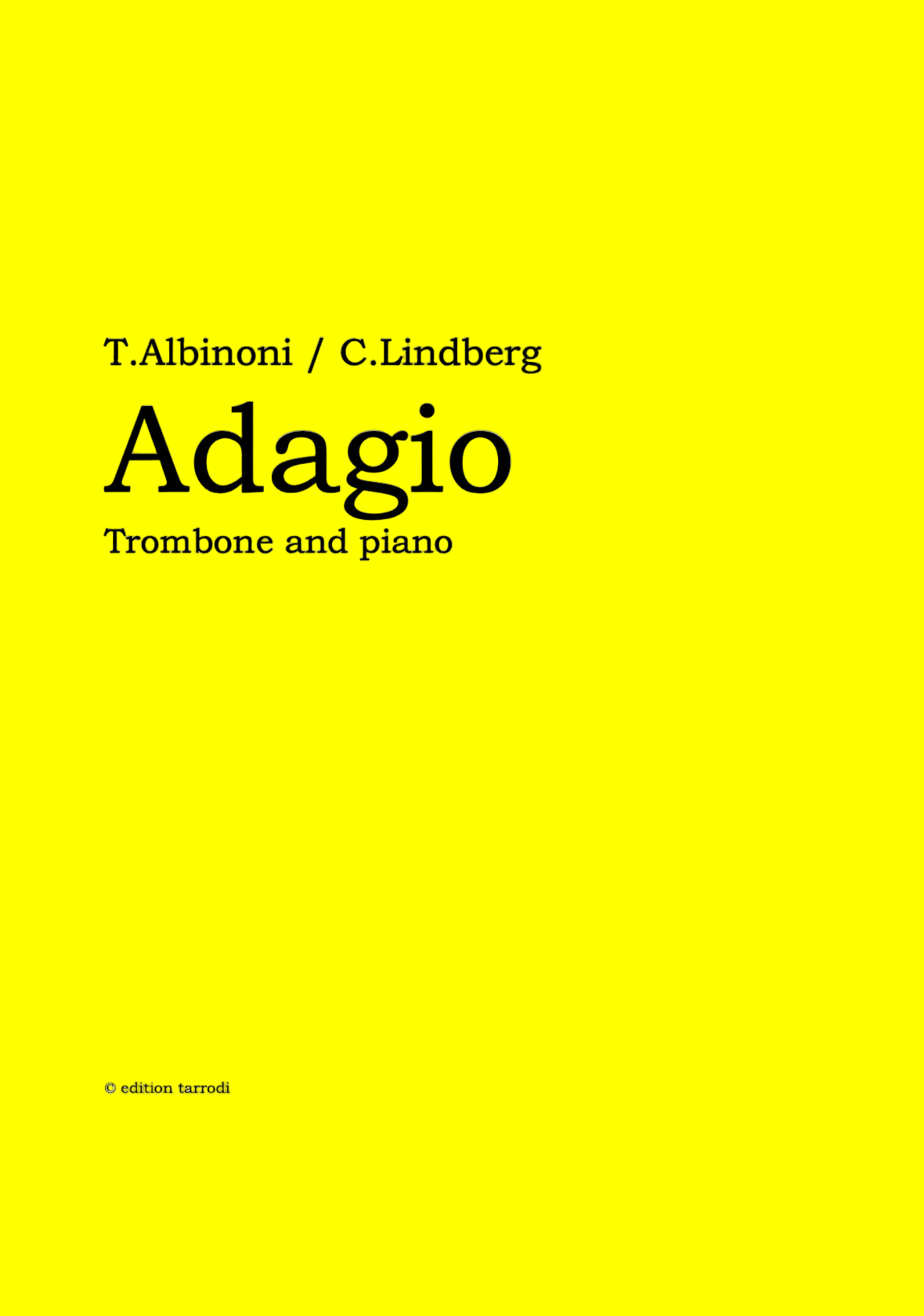 Albinoni/Lindberg - Adagio - Trombone & Piano - (DIGITAL)