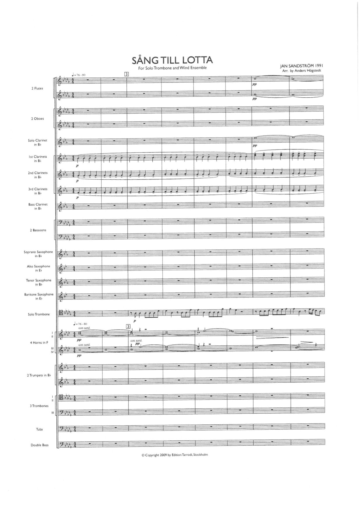 Sandström / Högstedt: Song to Lotta - Trombone & Windensemble