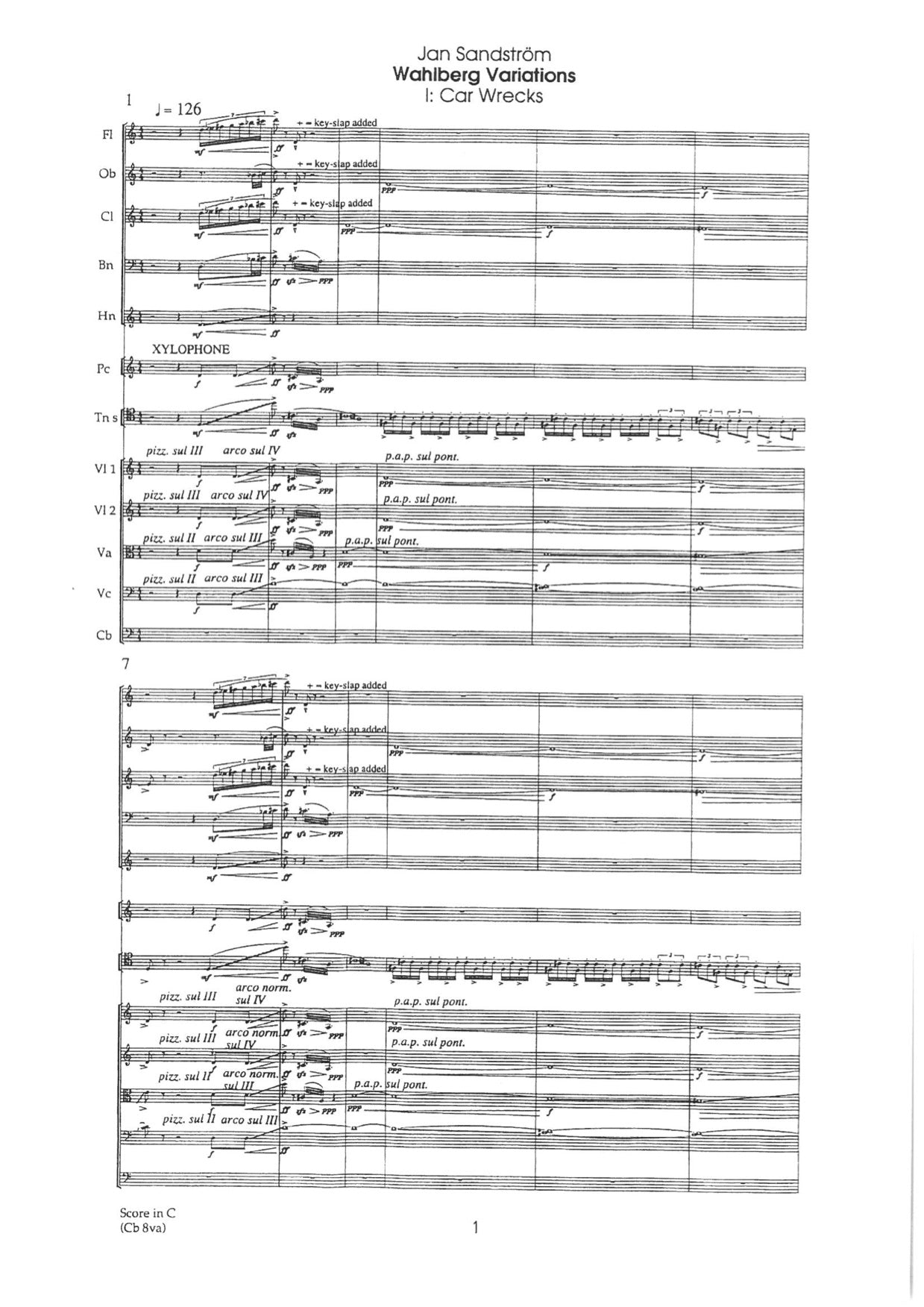 Jan Sandström: Wahlberg Variations - for Trombone & Chamber orchestra
