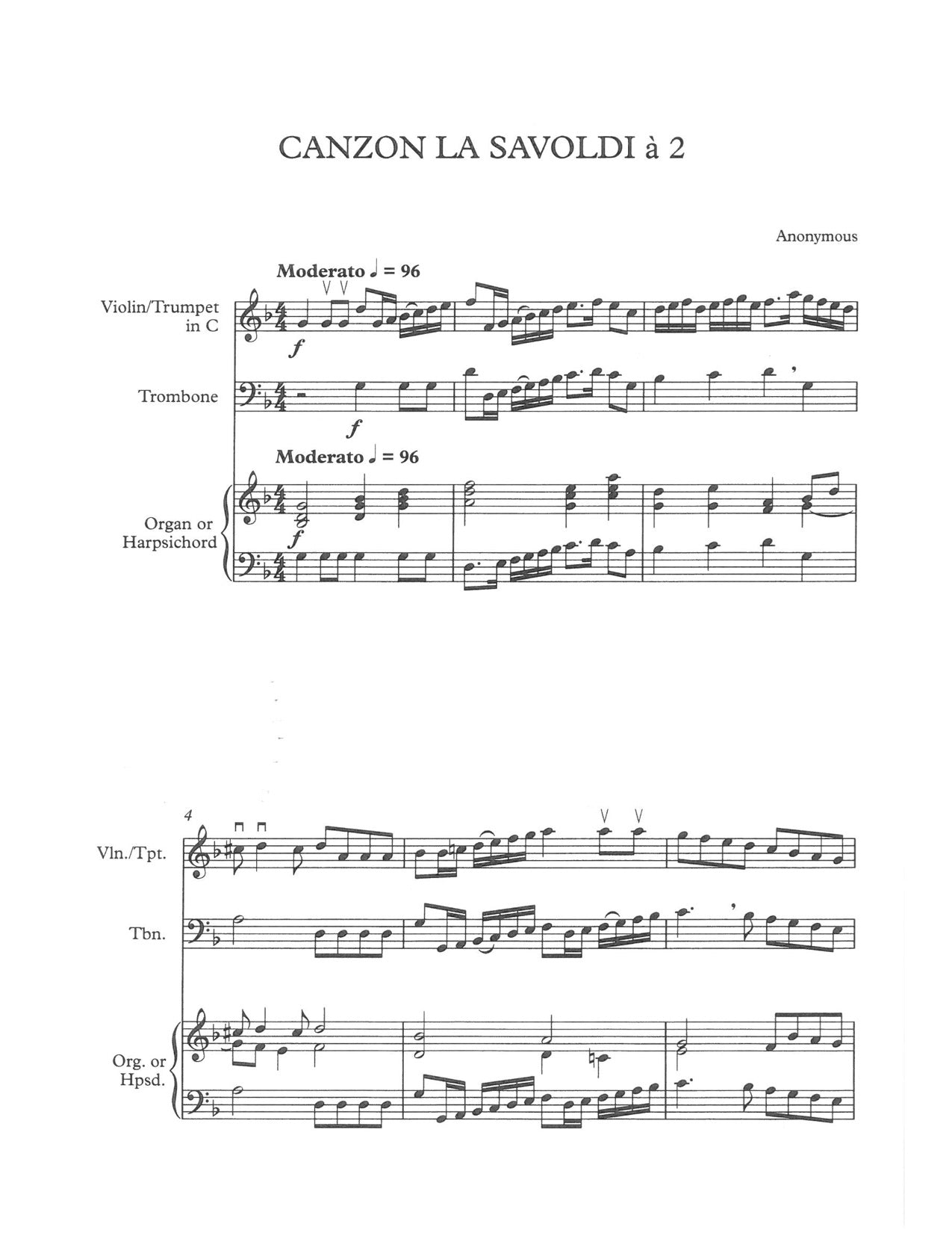 Anonymus - Canzon La Savoldi à 2