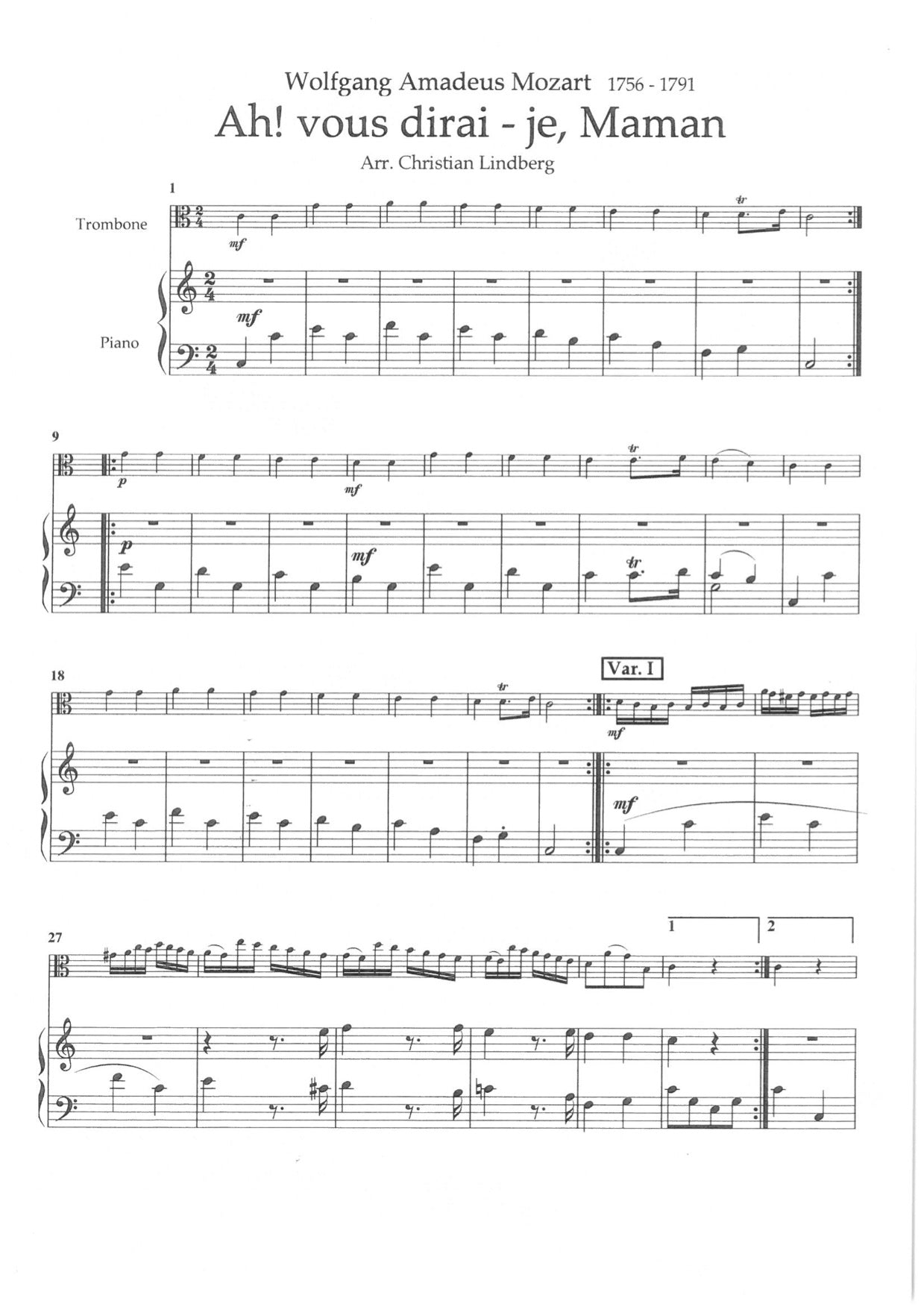 Mozart W.A / Lindberg - Ah Vous Dirai-Je Maman