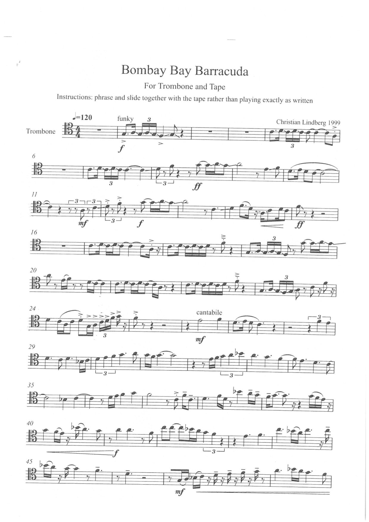 Christian Lindberg - Bombay Bay Barracuda , Trombone & CD