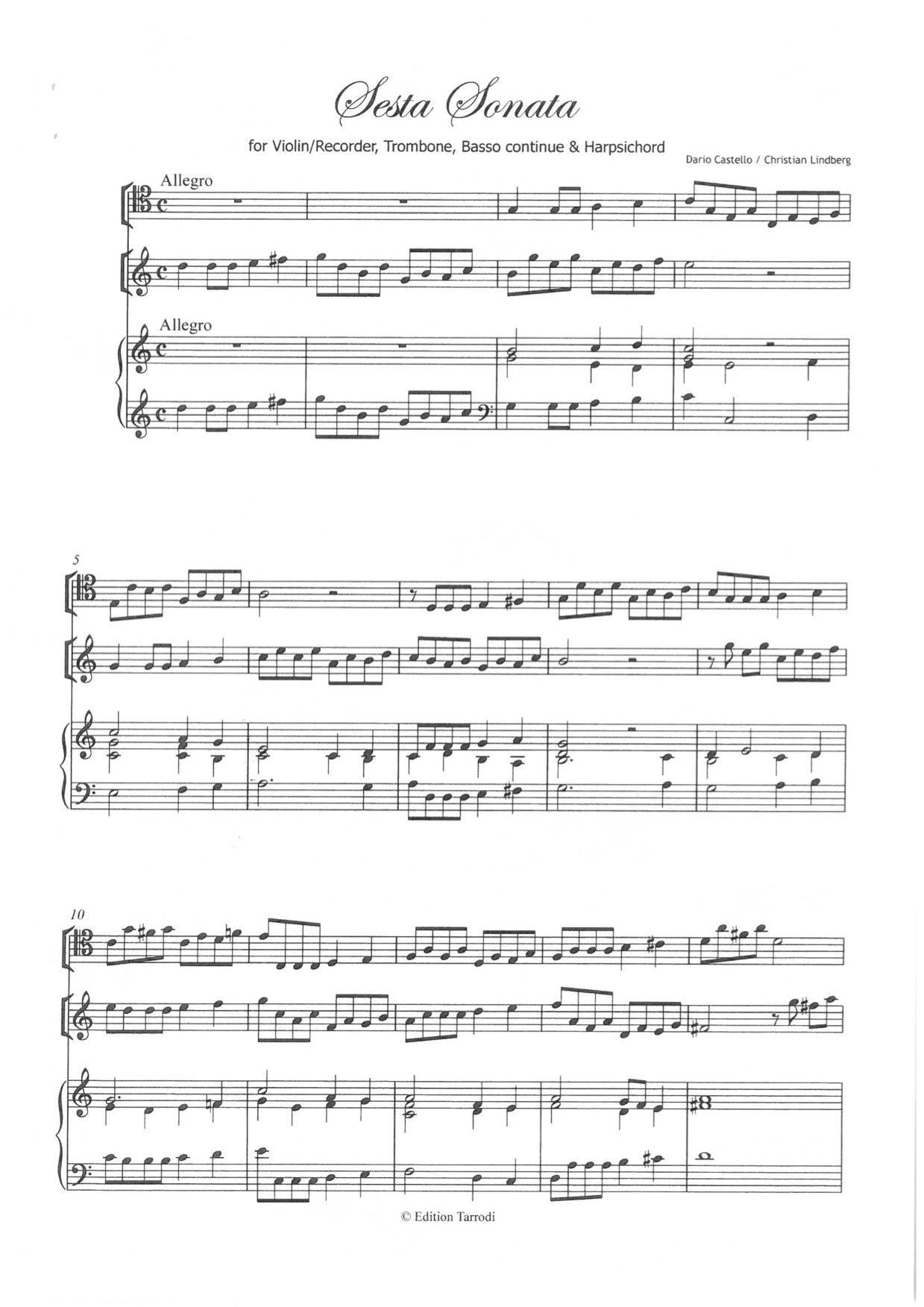 D. Castello - Sesta Sonata Trombone, Violin & Basso