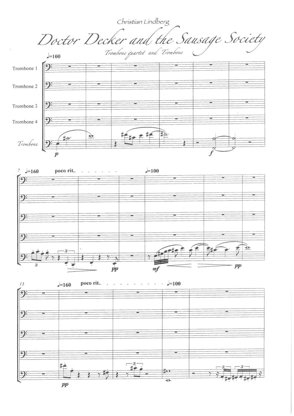 Christian Lindberg - Doctor Decker & The Sausage Society. Solo Trombone & Trombone quartet