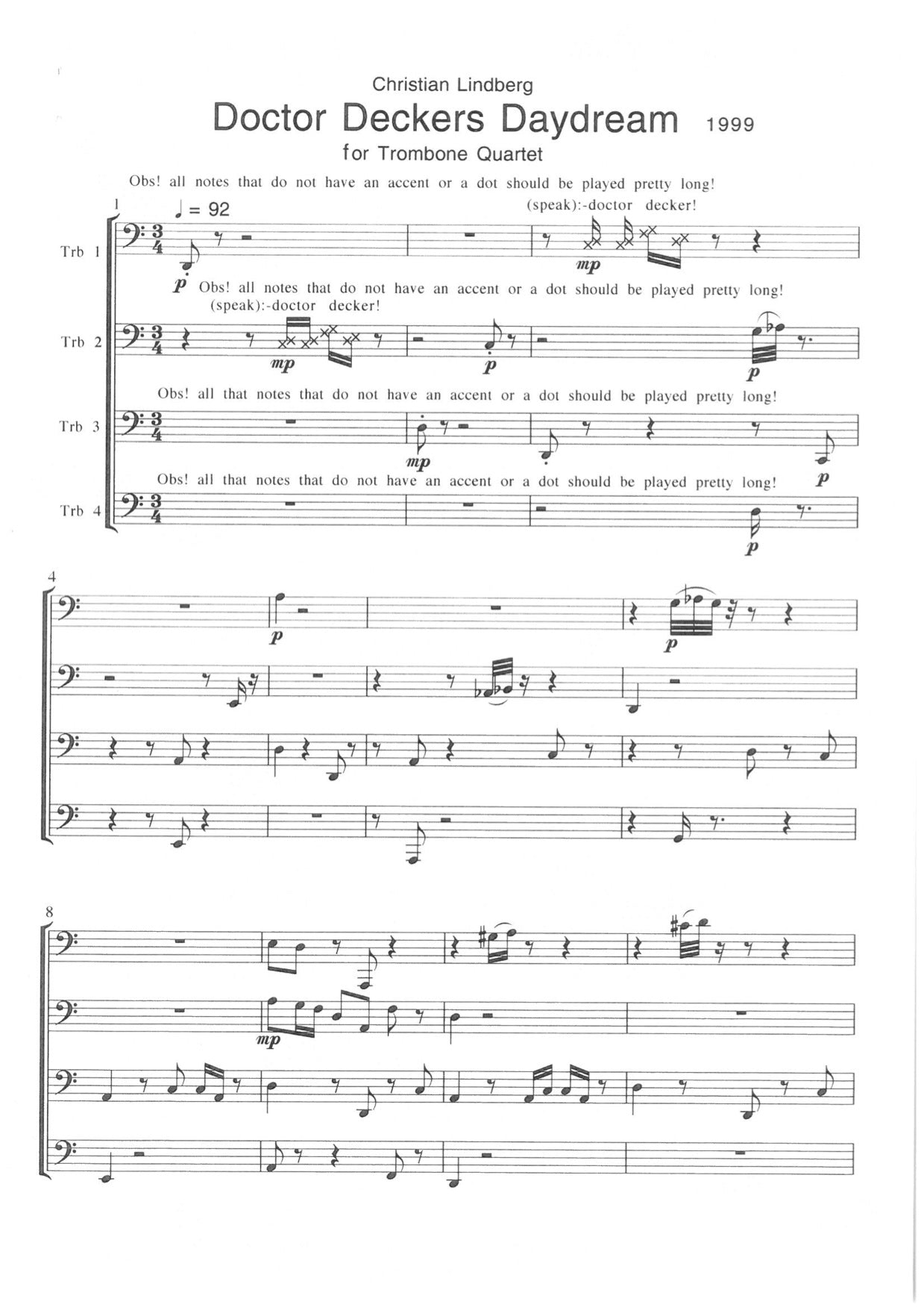 Christian Lindberg - Doctor Deckers Daydream, Trombone Quartet