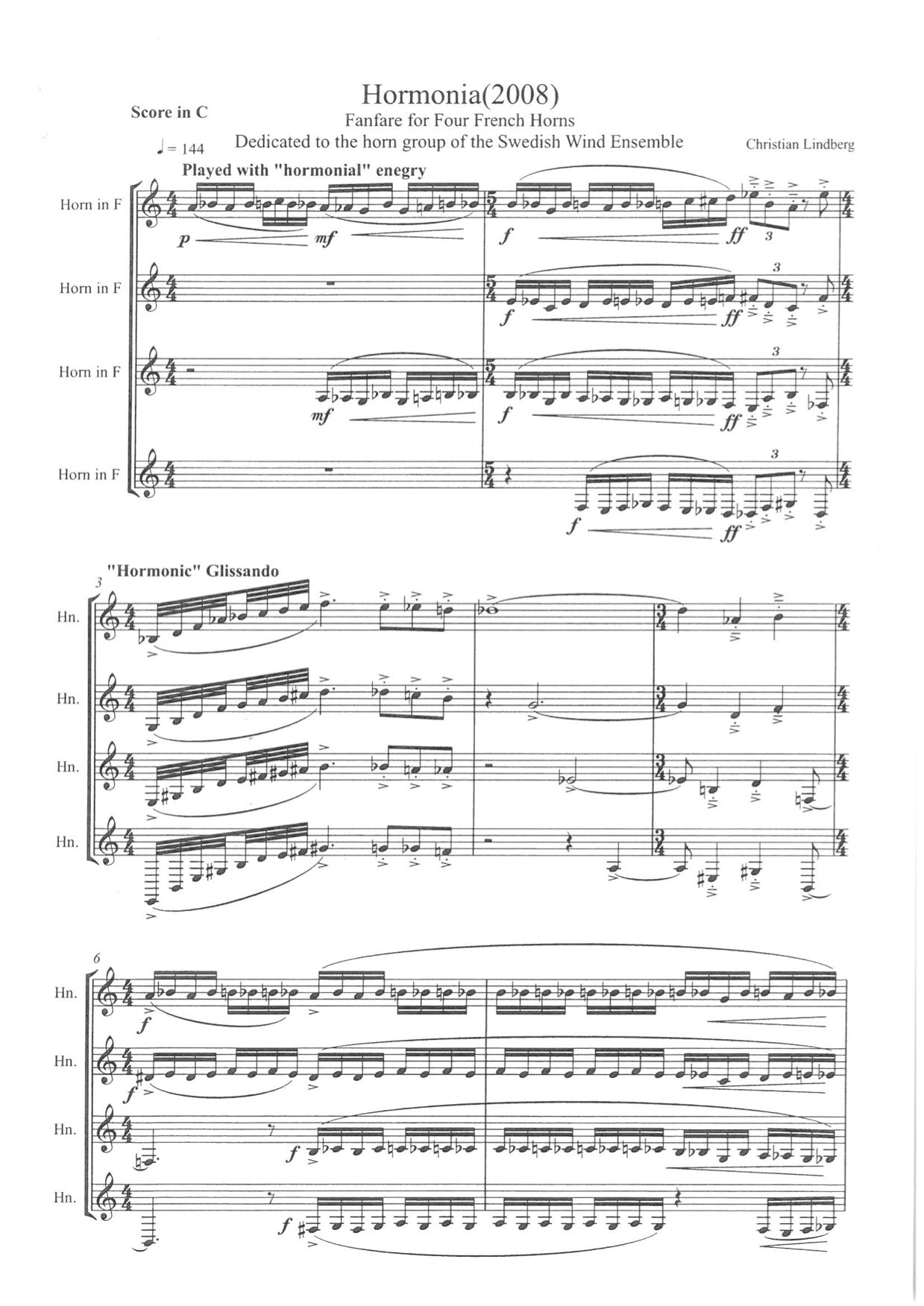 Christian Lindberg - Hormonia Fanfare for Four French