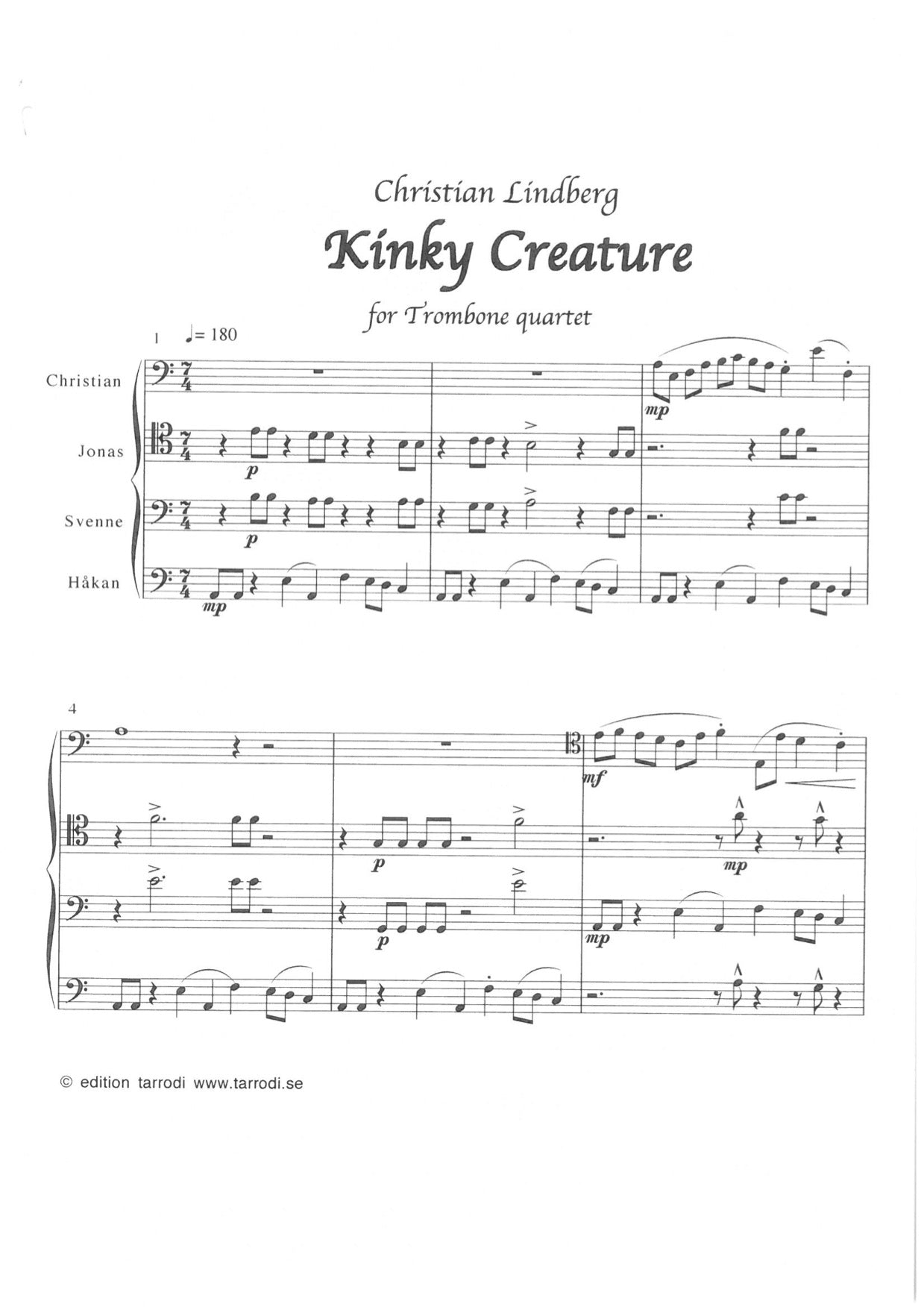 Christian Lindberg - Kinky Creatures, Trombone Quartet