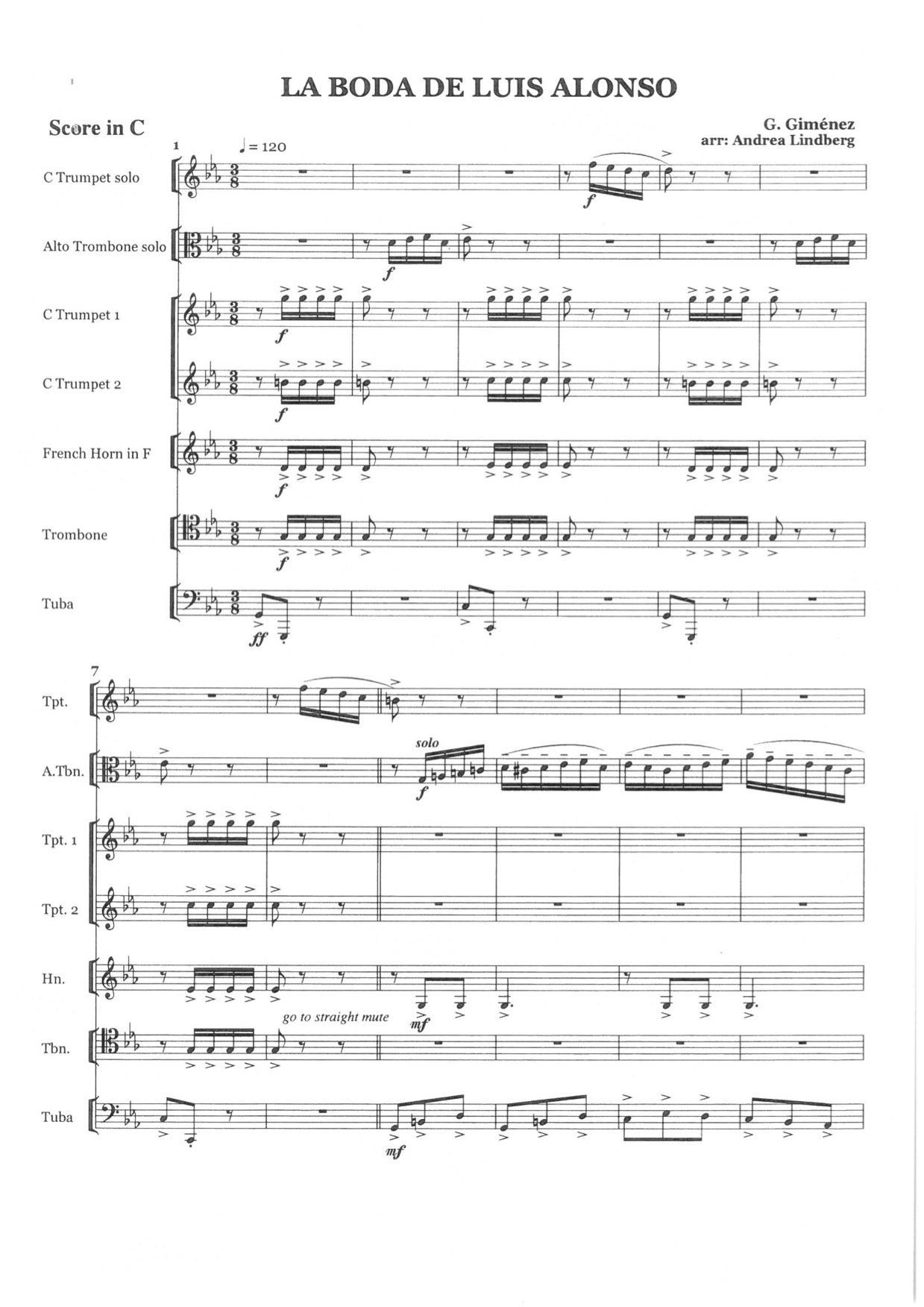 Giménez / A.Tarrodi - La Boda de Luis Alonso, Alto Trombone,Trumpet & Brassquintet