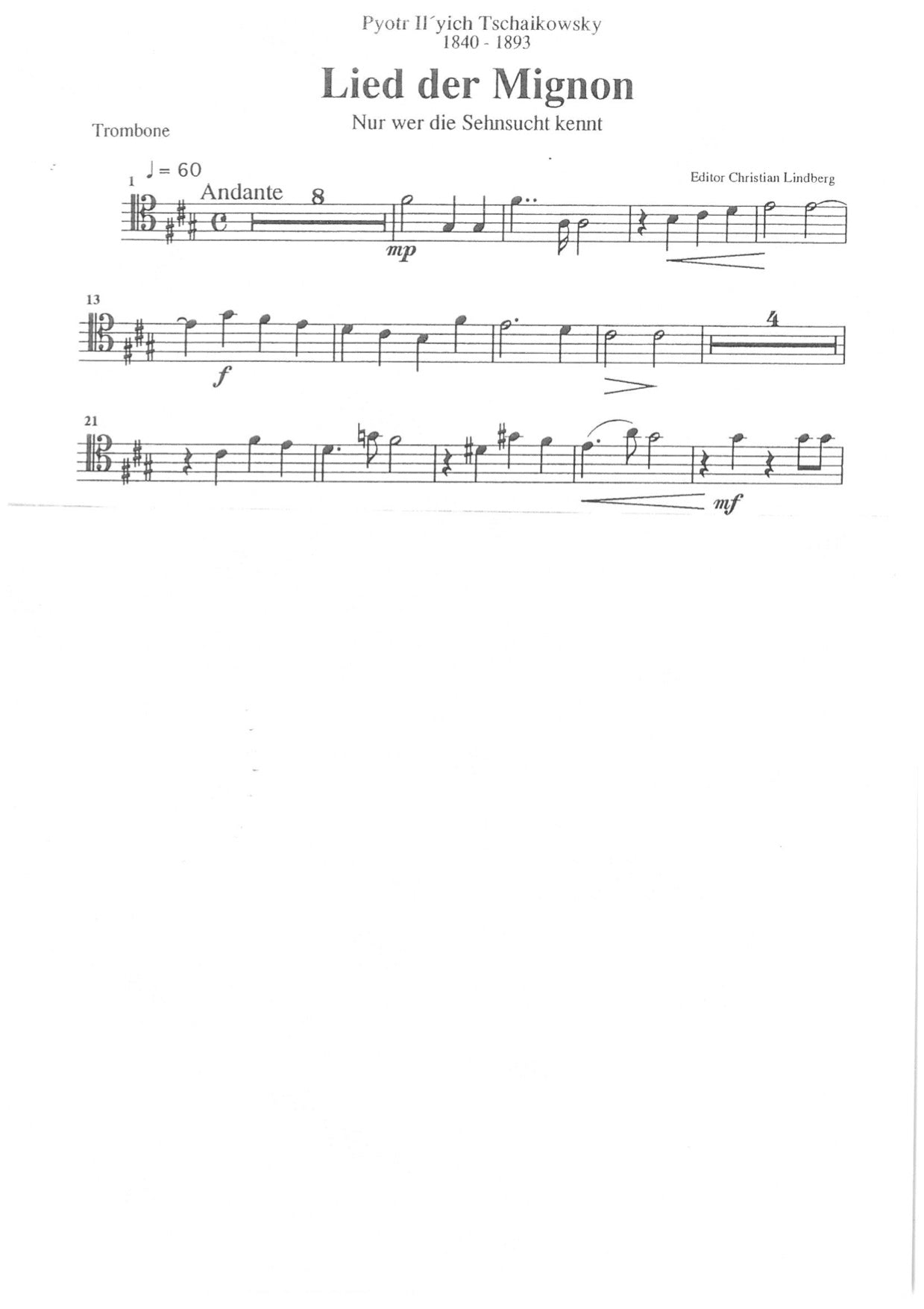 Tjajkowskij / Lindberg - Lied der Mignon