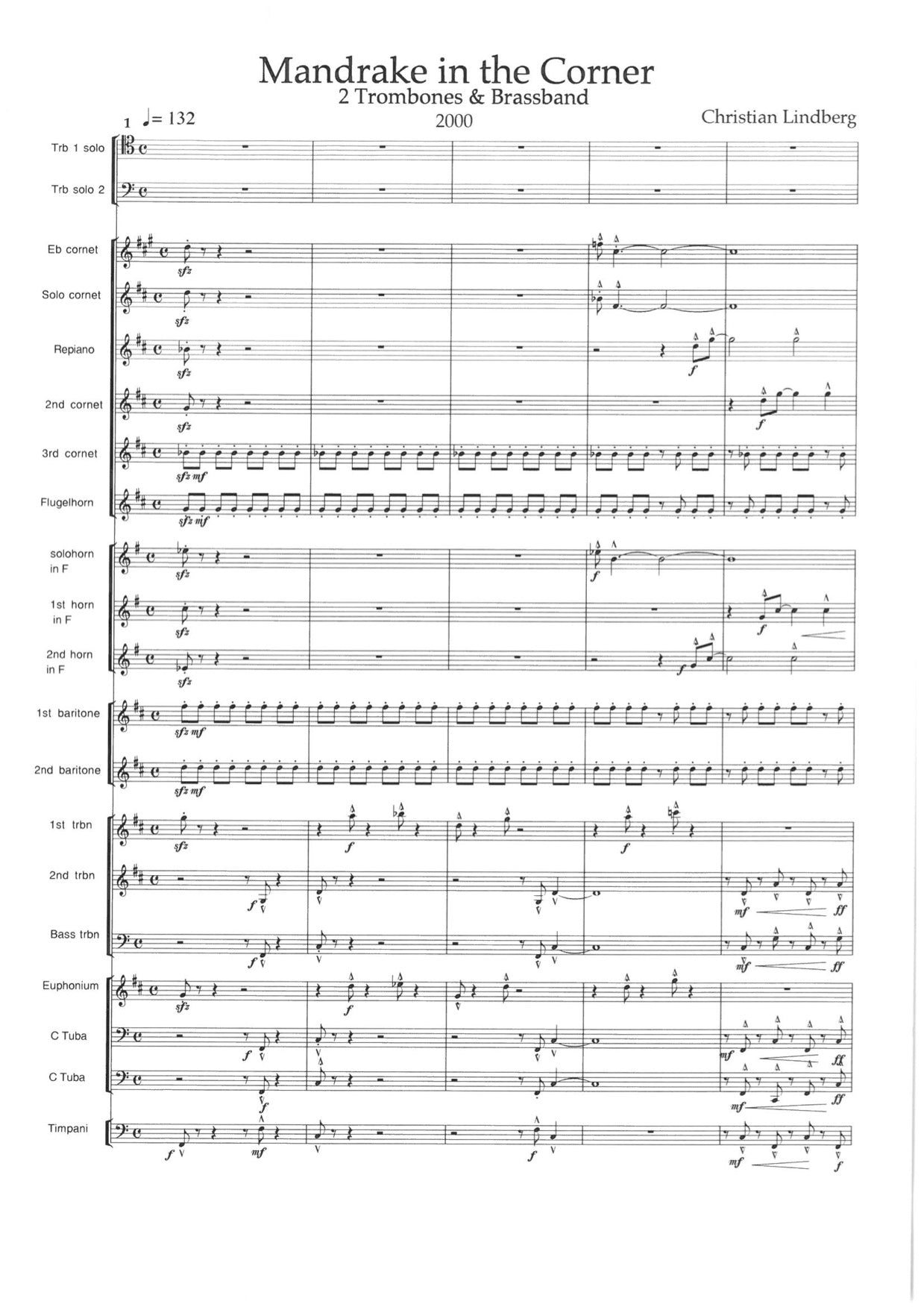 Christian Lindberg - Mandrake in the Corner, 2 Trombones & Brassband