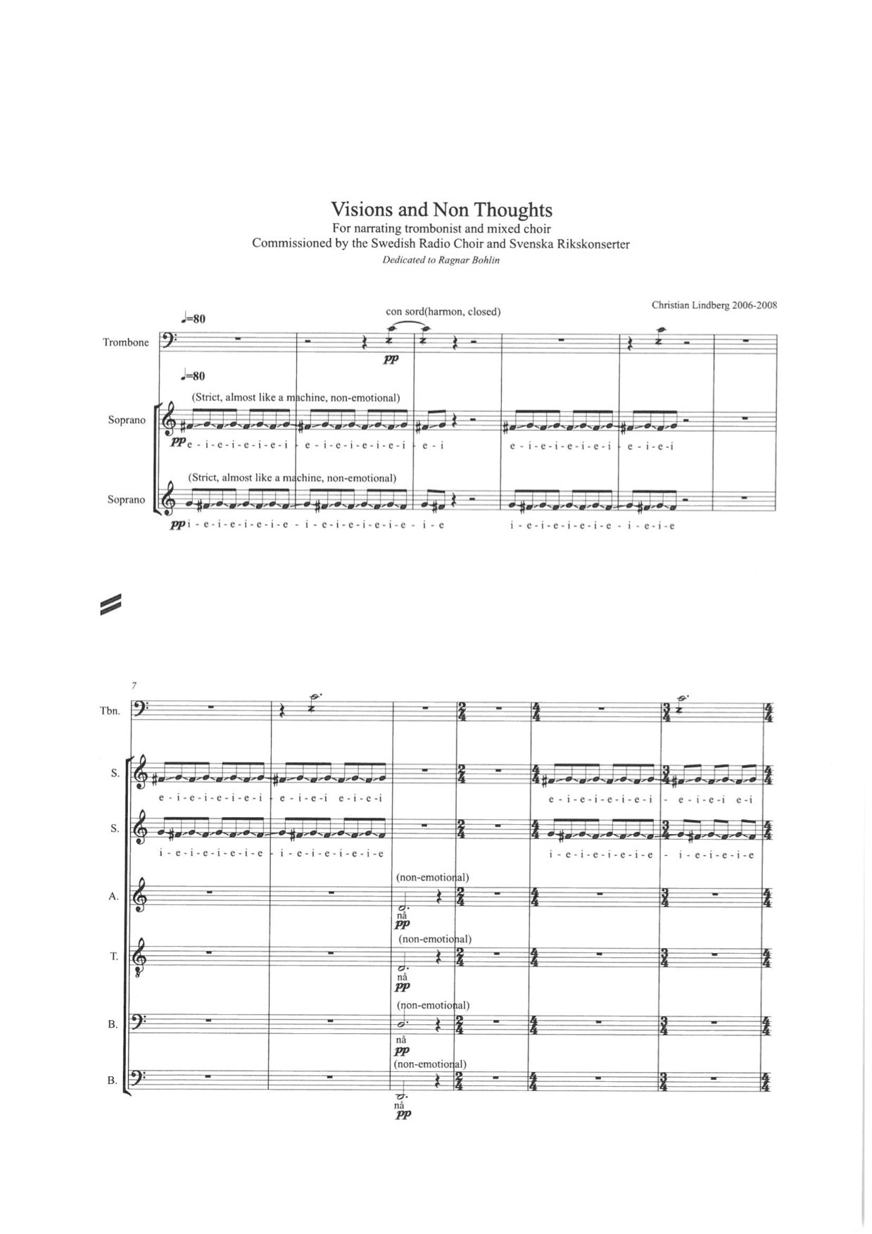 Christian Lindberg - Visions and Non-thoughts, Trombone & Mixed Choir