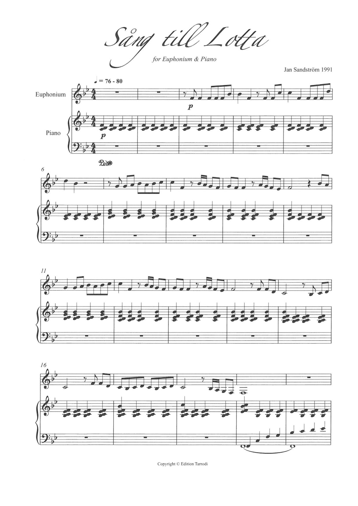 Jan Sandström - Song till Lotta Euphonium & Piano