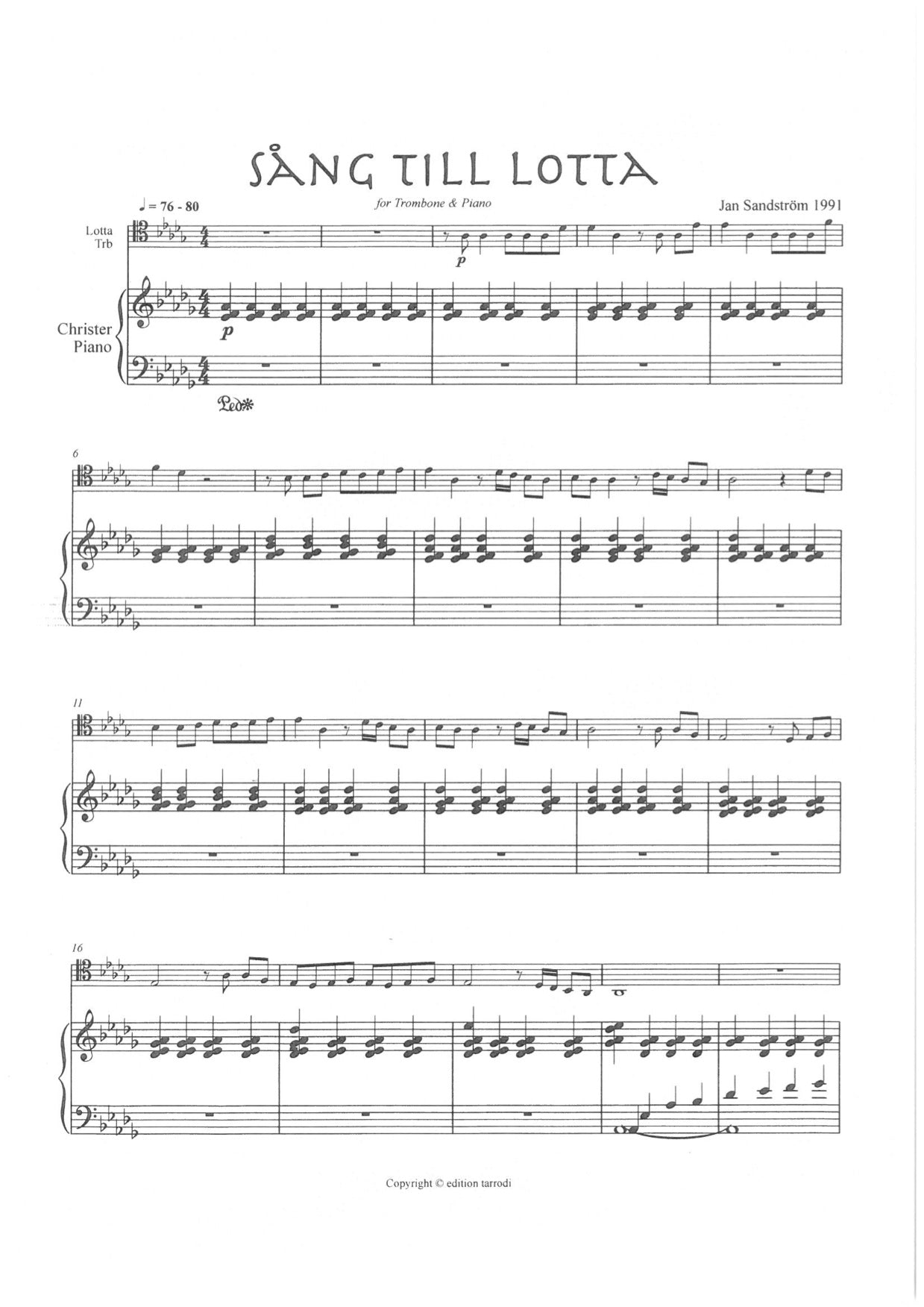Jan Sandström - Song to Lotta in Db Major