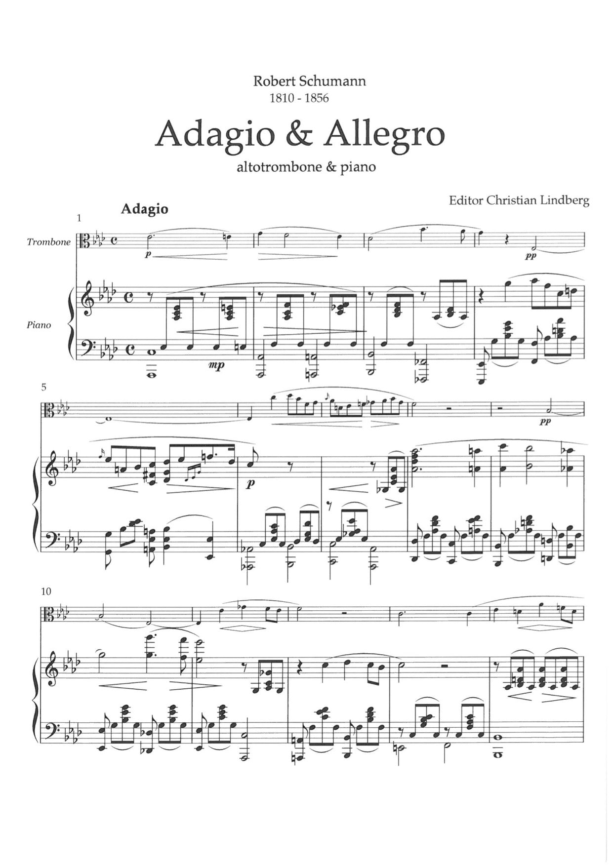 Schumann / Lindberg: - Adagio & Allegro for Alto Trombone and Piano