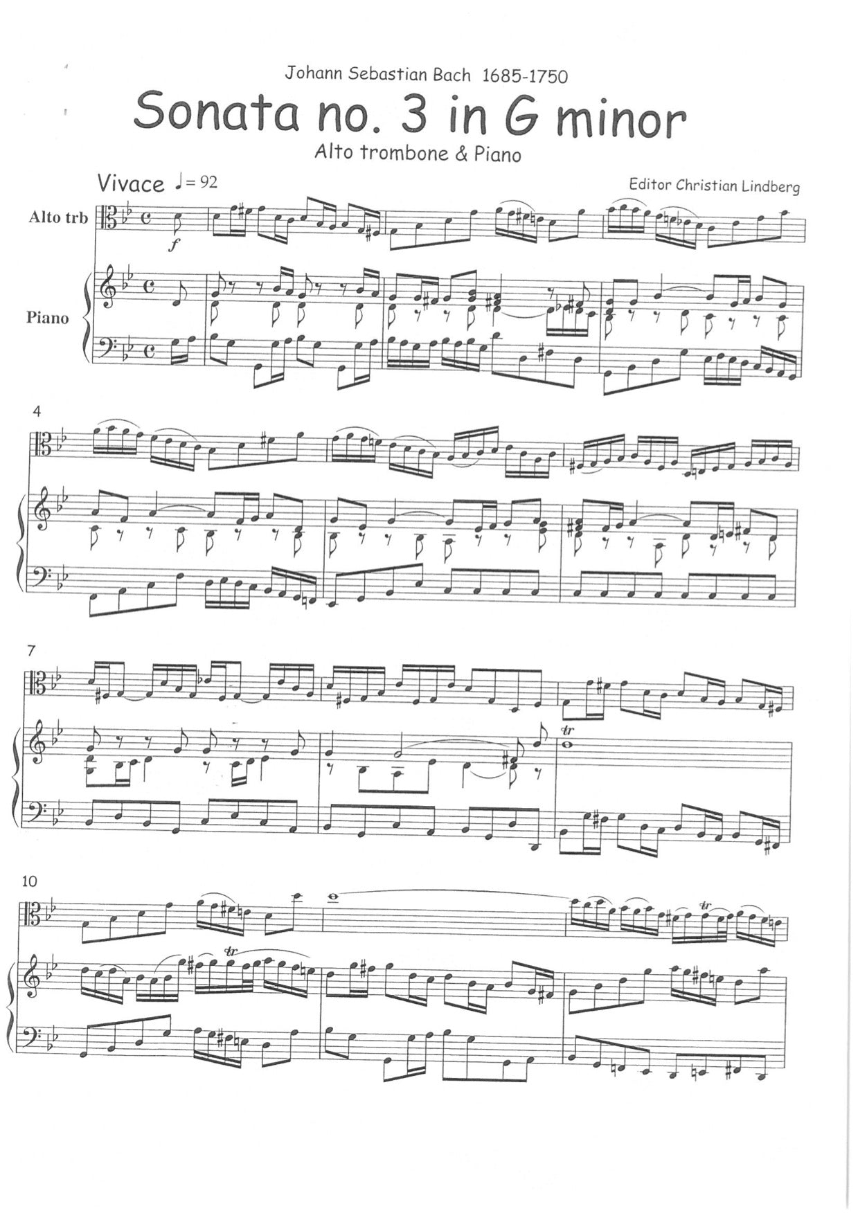 Bach / Lindberg - Sonata no. 3 in G minor