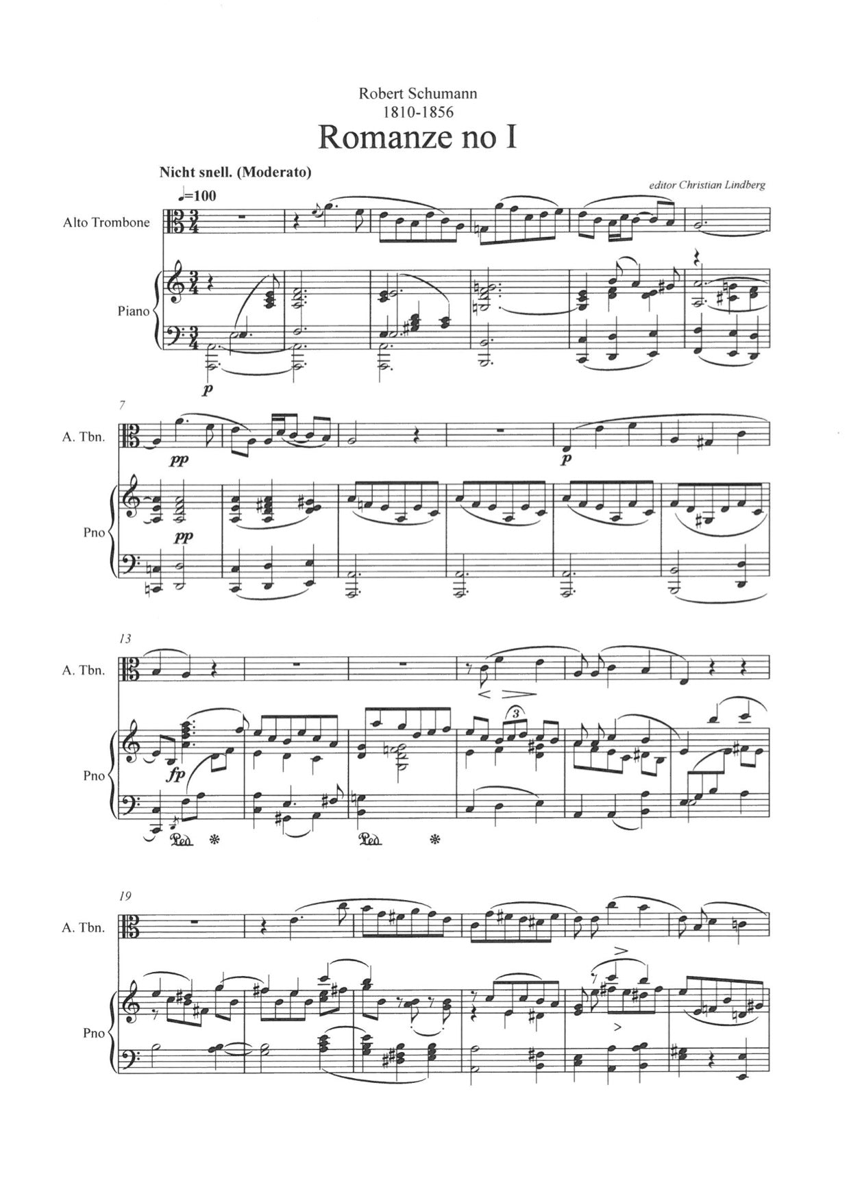 Schumann / Lindberg - Three Romances for Alto Trombone