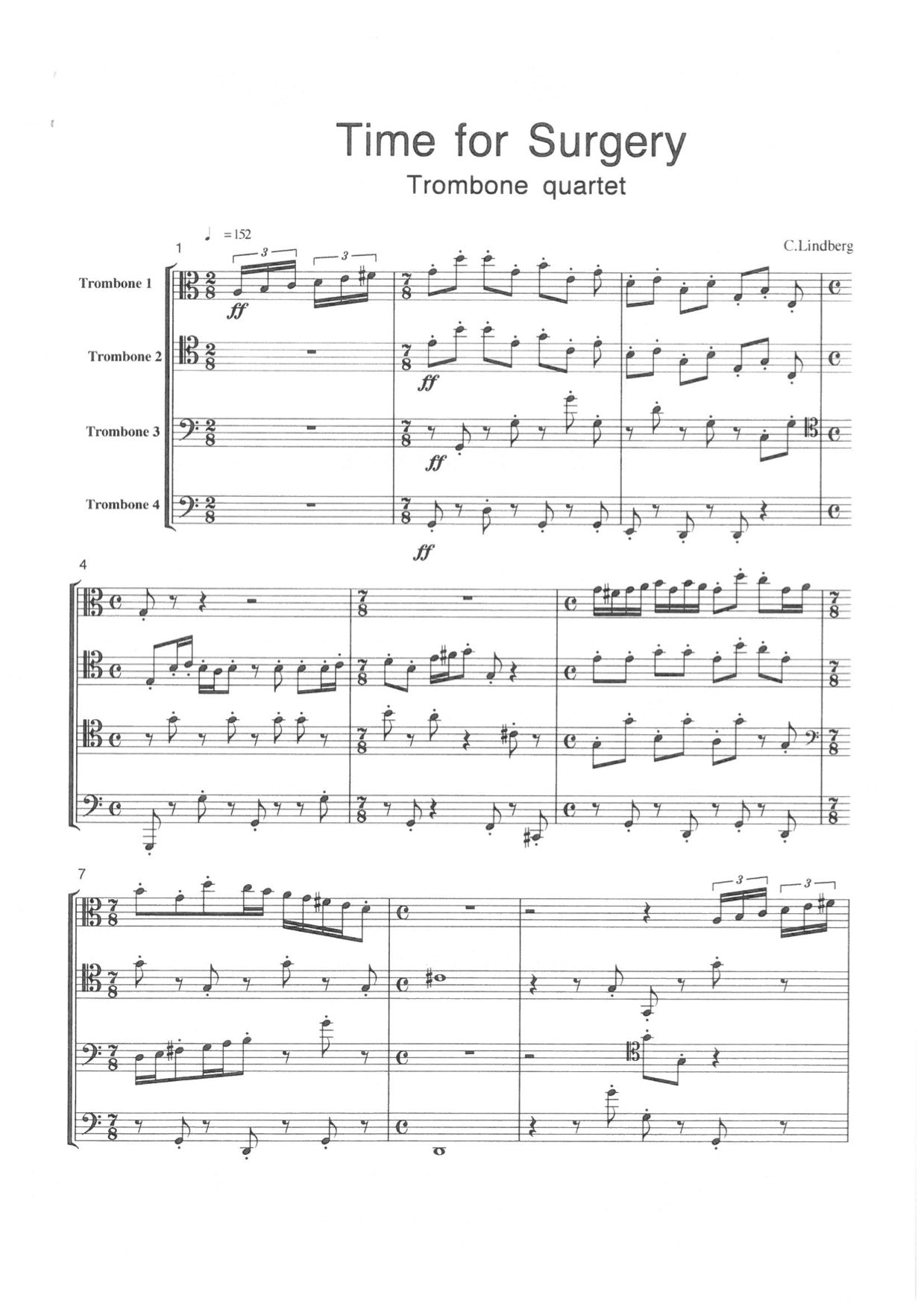 Christian Lindberg - Time for Surgery, Trombone Quartet