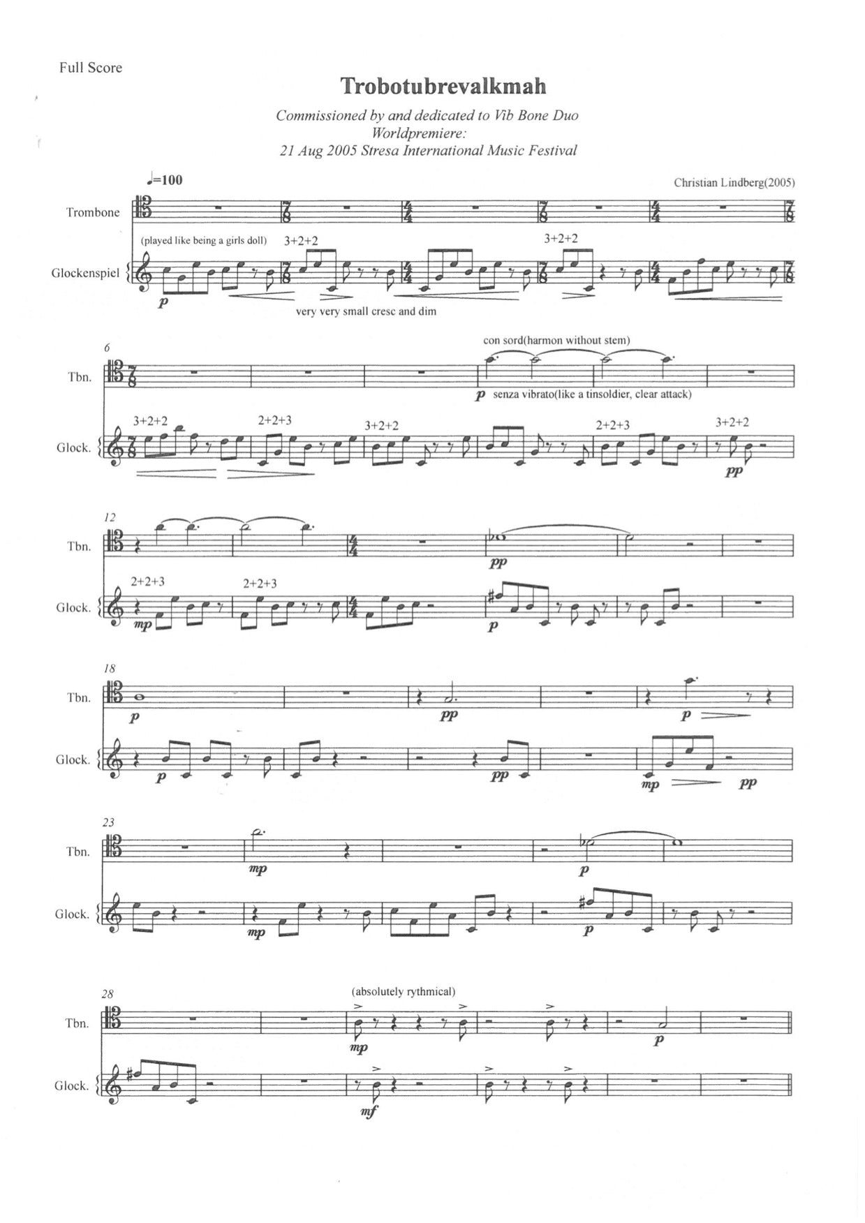Christian Lindberg - Trobotubrevalkmah Trombone & Percussion