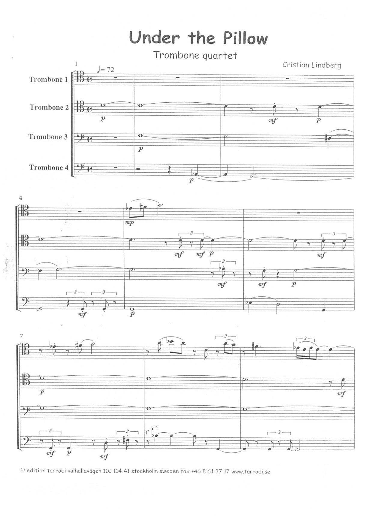 Christian Lindberg - Under the Pillow, Trombone Quartet