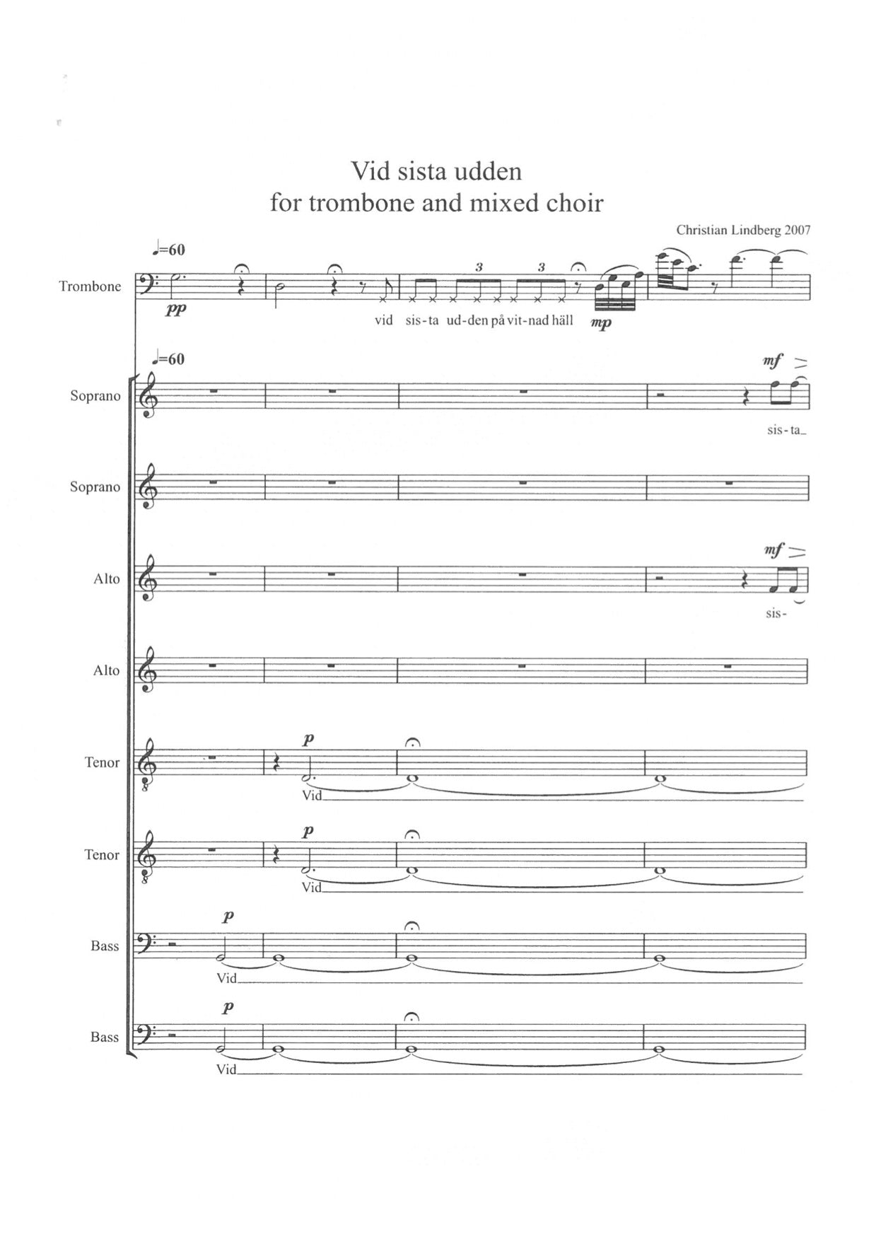 Christian Lindberg - Vid sista Udden, Trombone & mixed Choir