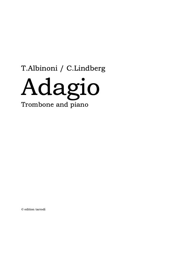 T. Albinoni/C.Lindberg - Adagio - Trombone & Piano - (DIGITAL)