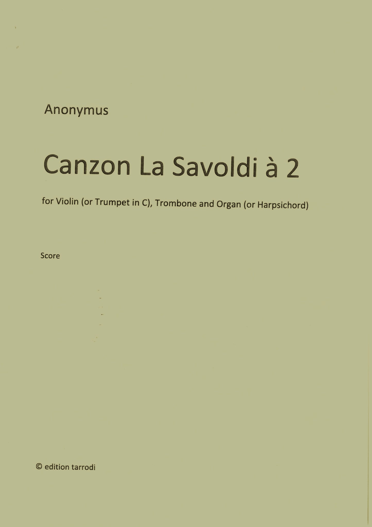 Anonymus - Canzon La Savoldi à 2