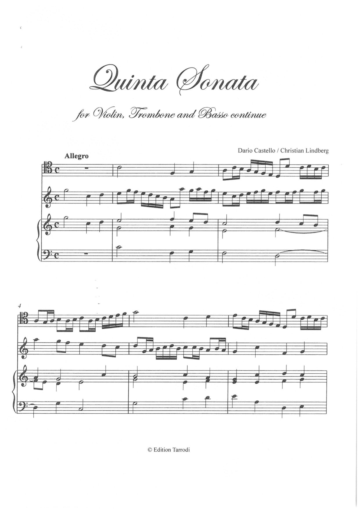 D. Castello - Quinta Sonata Trombone ,Violin & Basso