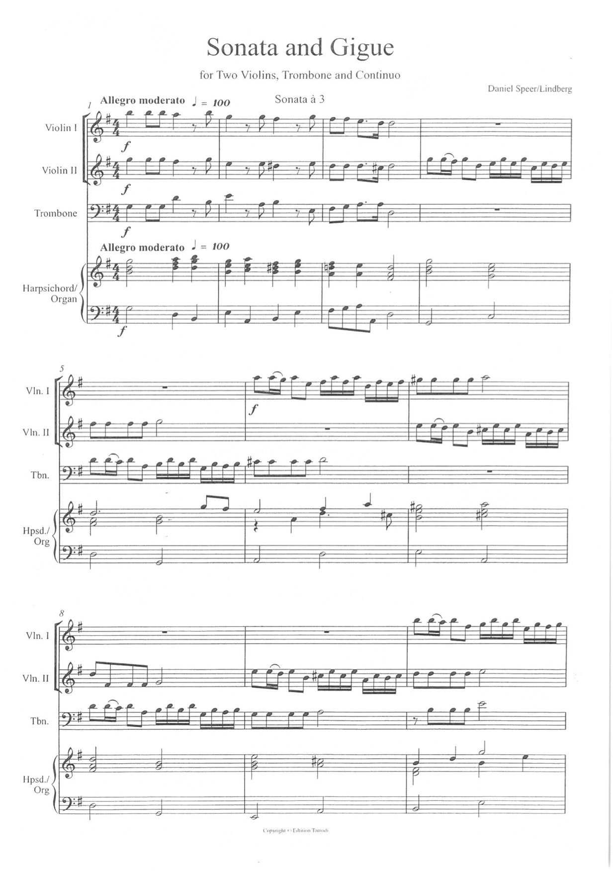 Speer / Lindberg - Sonata à 3 & Gigue