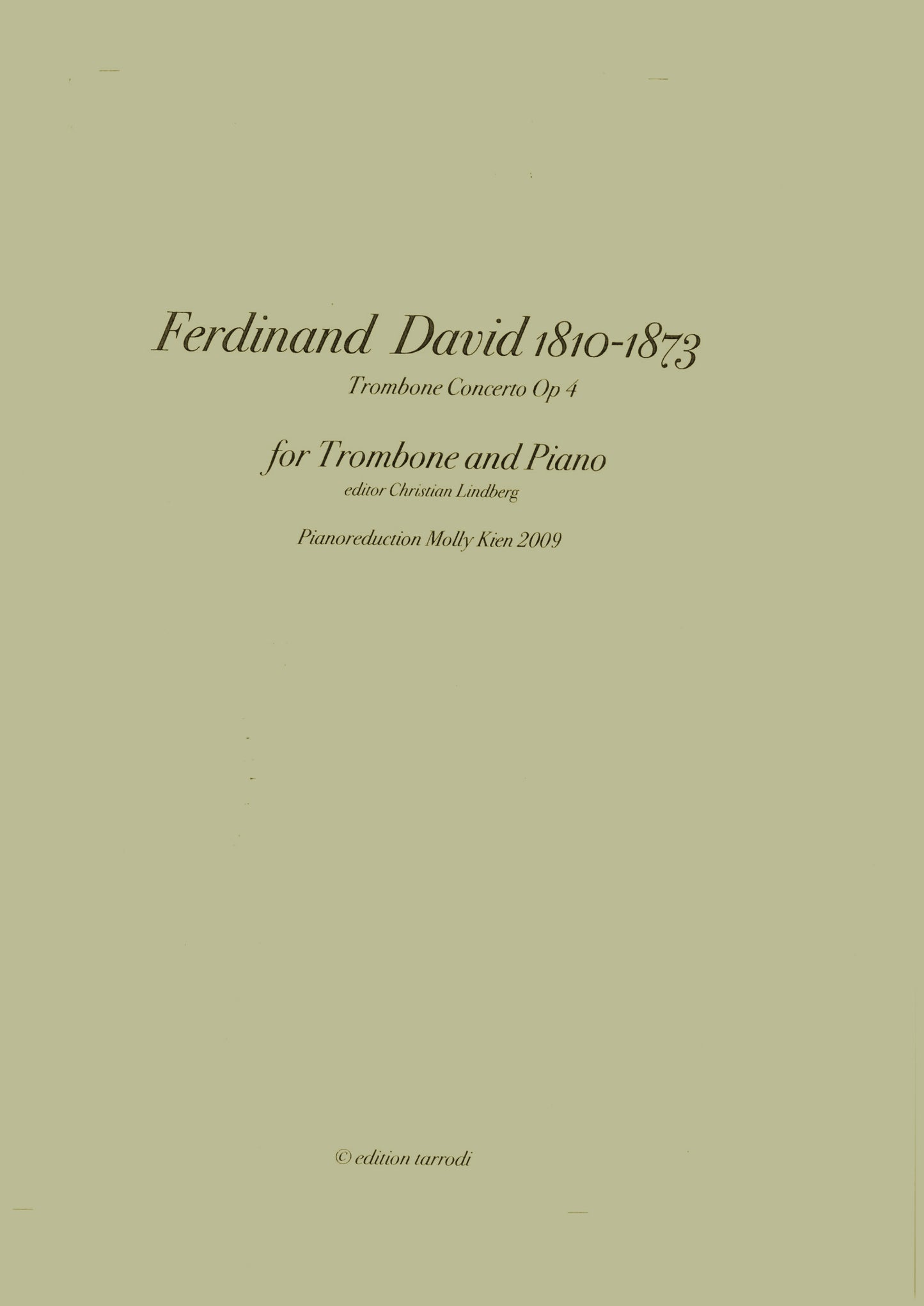 F. David / C. Lindberg  - Trombone concerto op 4 - Pianoreduction