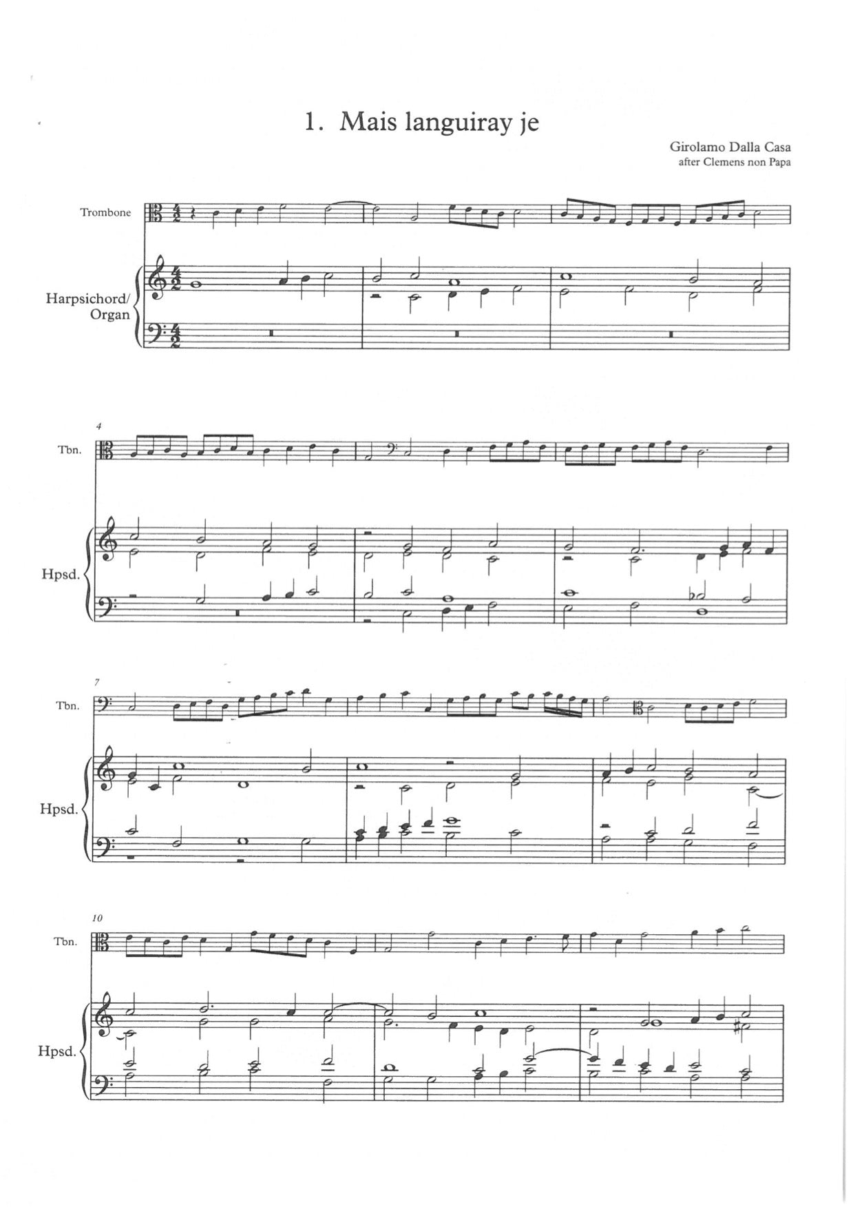 Dalla Casa Girolamo -  Suite, Trombone & Harpsichord/Organ