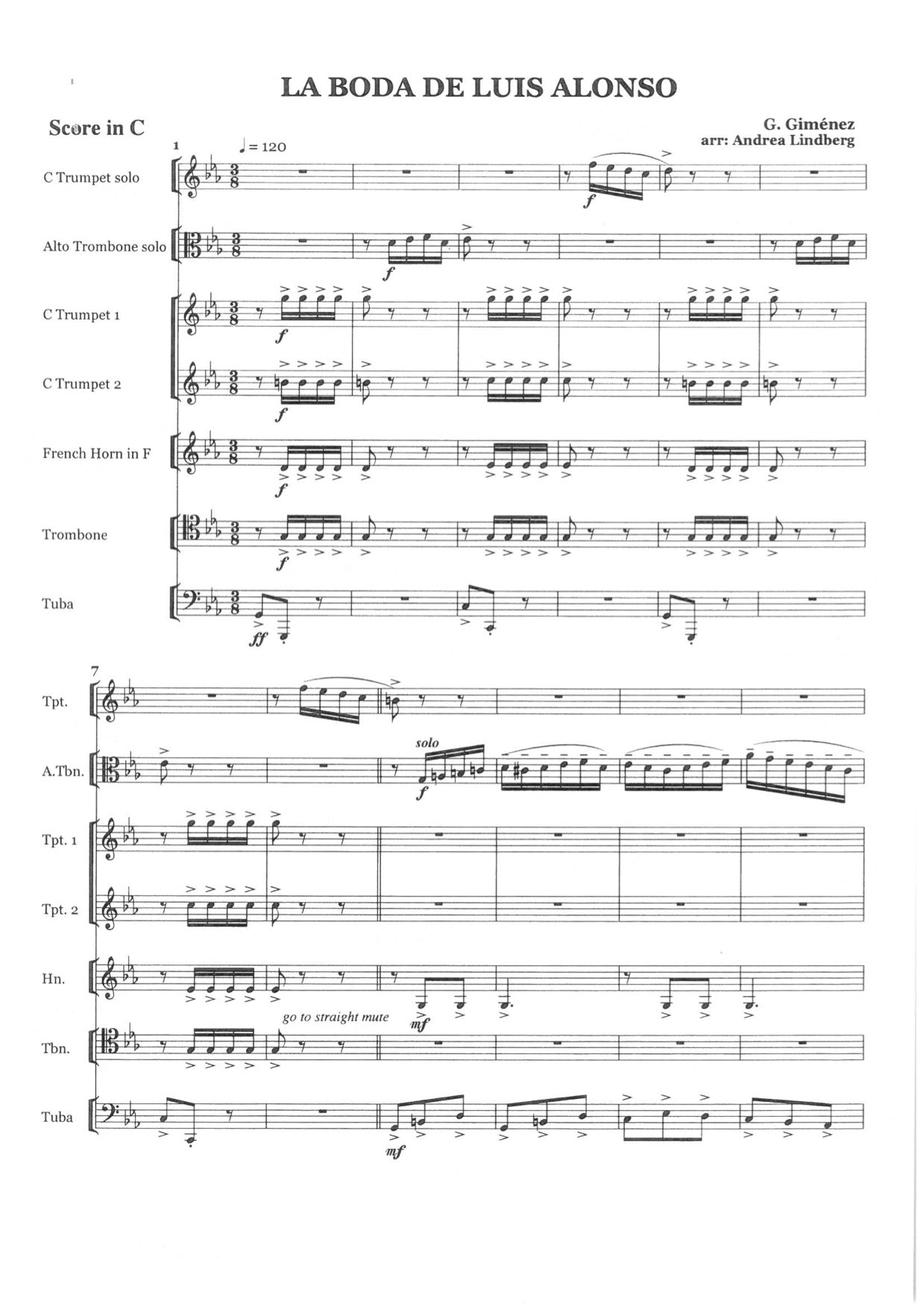 Giménez / A.Tarrodi -  La Boda de Luis Alonso, Alto Trombone,Trumpet & Brassquintet
