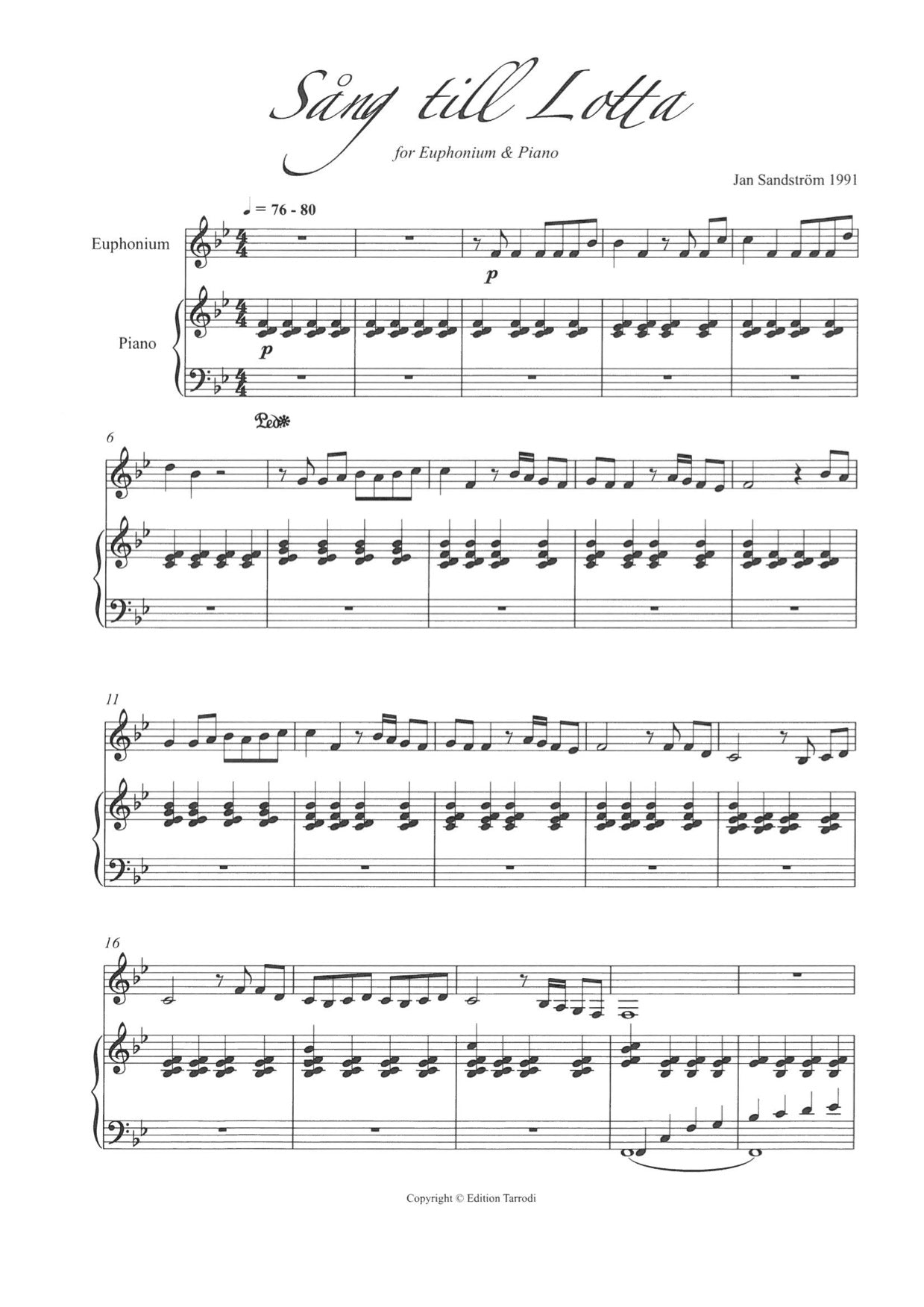 Jan Sandström - Song till Lotta  Euphonium & Piano