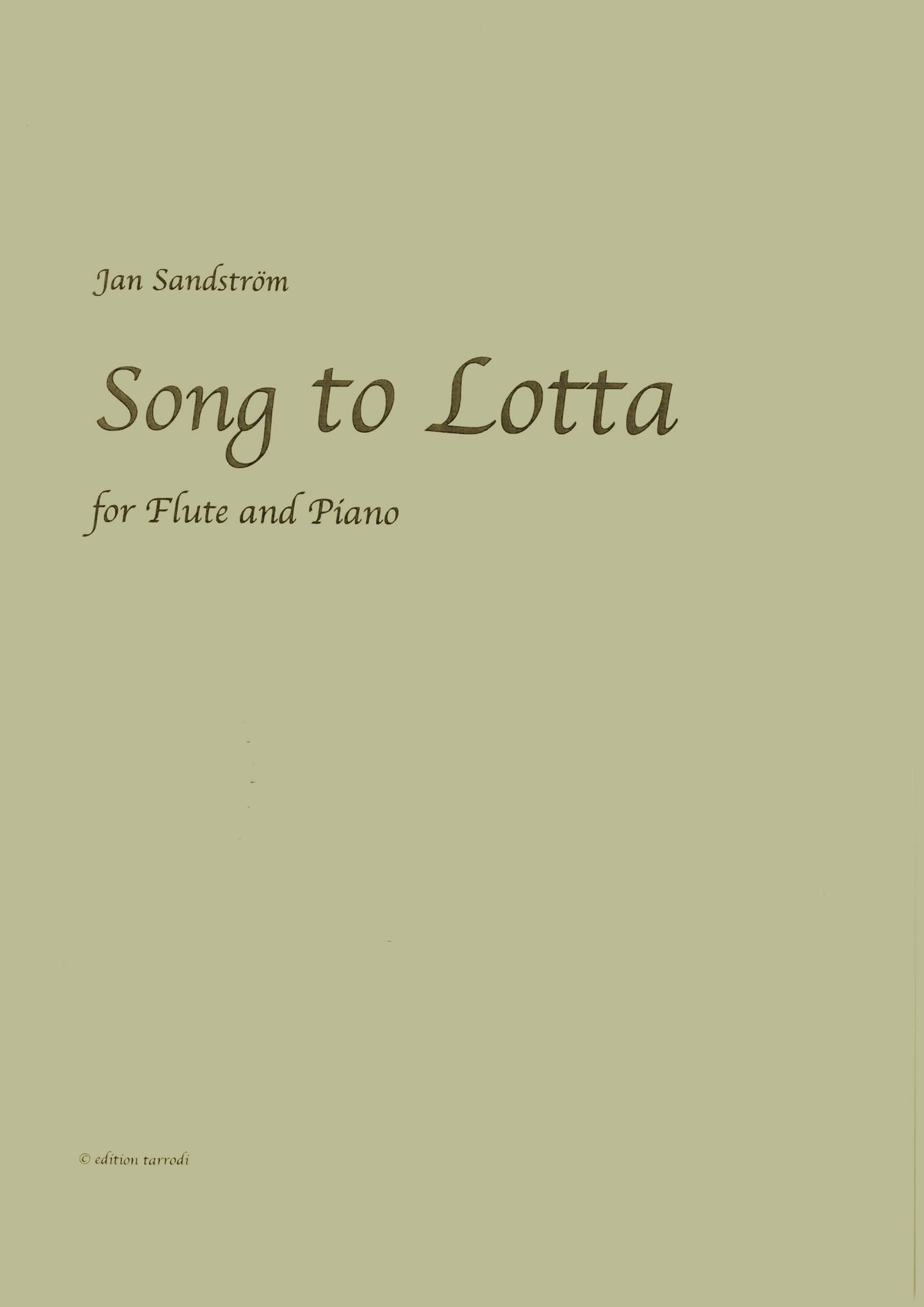 Jan Sandström - Song to Lotta for Flute and Piano