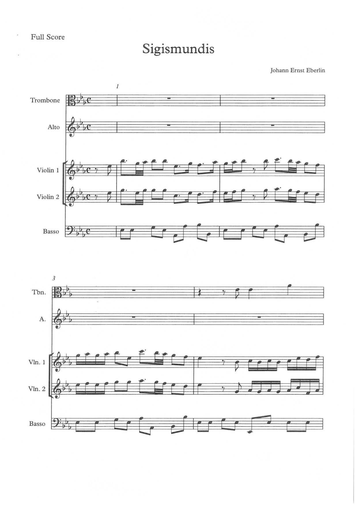 Eberlin J. E.- Sigismundus, Trombone, Voice & Strings